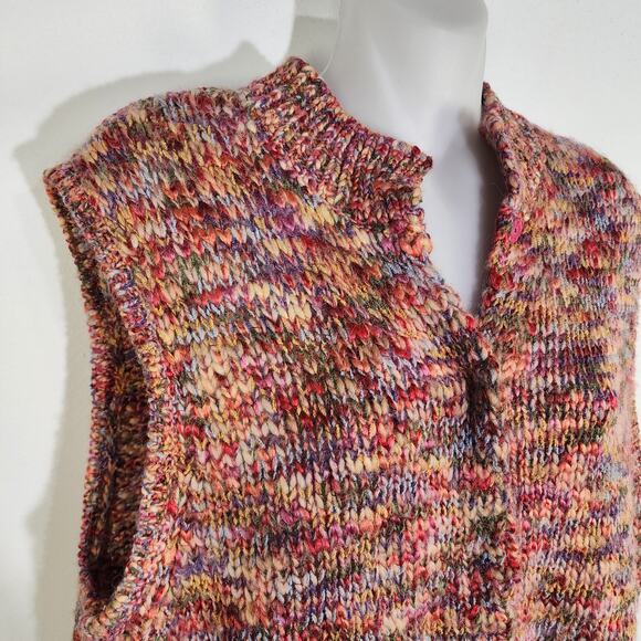 Vintage Talbots Womens Sweater Vest Colorful Knit Wool Confetti Y2K Snap Front X - Picture 3 of 9